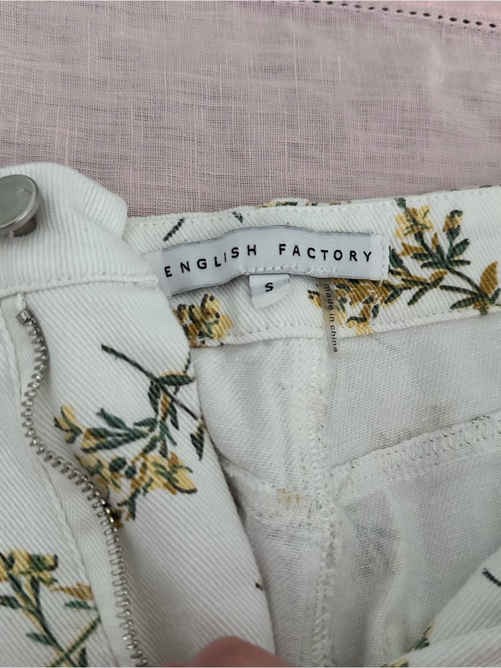 English Factory Women's White Floral Jeans